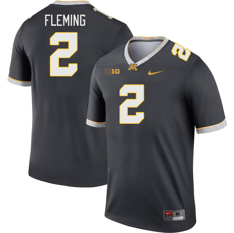 Men #2 Miles Fleming Minnesota Golden Gophers College Football Jerseys Stitched-Charcoal - Click Image to Close